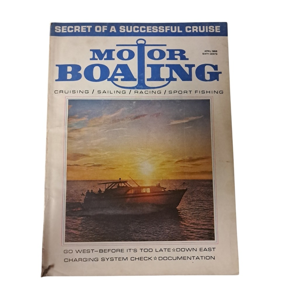 1966 APRIL MOTOR BOATING MAGAZINE VINTAGE MAG MARINE SAILING RACING FISHING